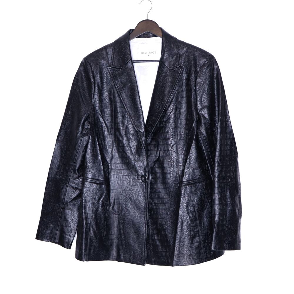 BEATRICE .B Faux Croc Leather Blazer Jacket Lined Long Sleeve Women's L/US 8